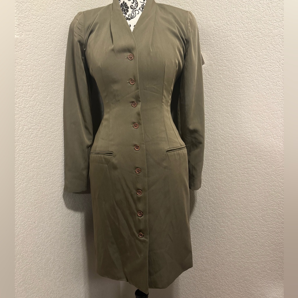 Nwt 1980s Vintage Ann Taylor Green Suit Dress